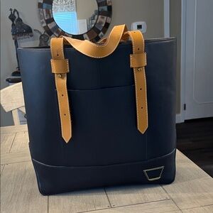 IIIBeCa by Joy Grayson Navy is Tote Bag with Tan Straps
